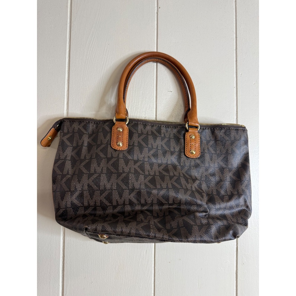 Michael Kors Satchel‎ Handbag Women's Brown Signature Logo Print Purse